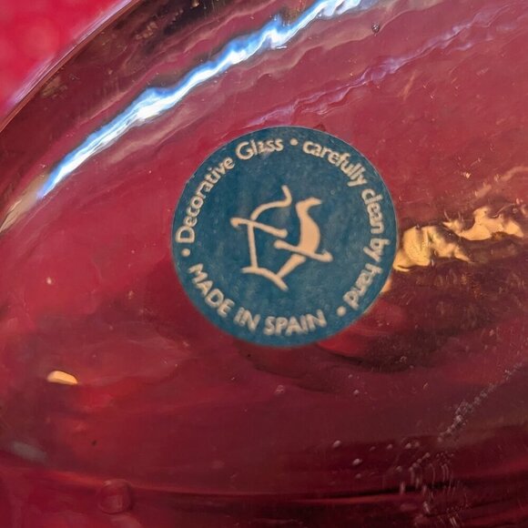 Vintage Hand Blown Glass Bottle Vase Purple Rose Gold Pink Spanish Bottle Boho - Picture 11 of 11